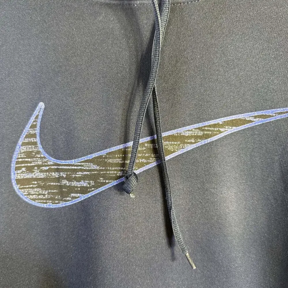 Nike Men's Therma-Fit Blue Pullover Hoodie with Center Swoosh Logo